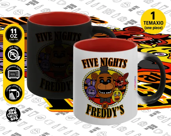 Five Nights at Freddy's — Magic mug with red interior, ceramic, 330ml, changes colour with hot drinks