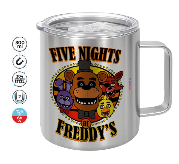 Five Nights at Freddy's — Κούπα Ανοξείδωτη διπλού τοιχώματος 300ml με καπάκι διατήρησης θερμοκρασίας