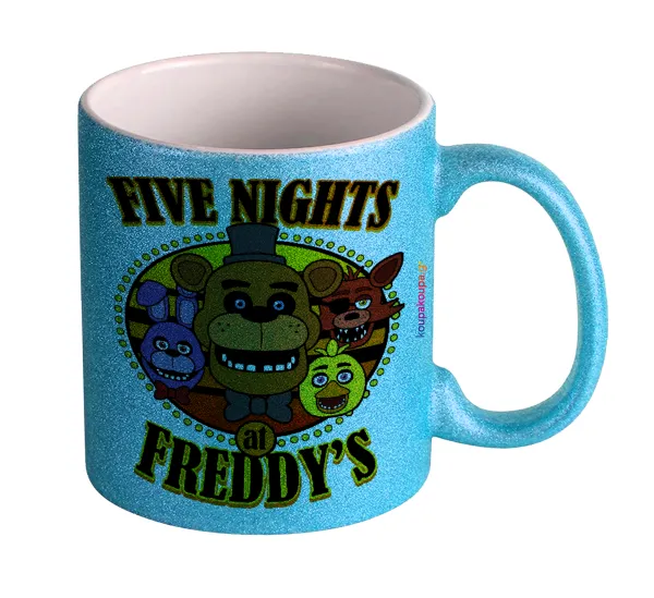 Five Nights at Freddy's — Light blue glitter mug that sparkles, ceramic, 330ml