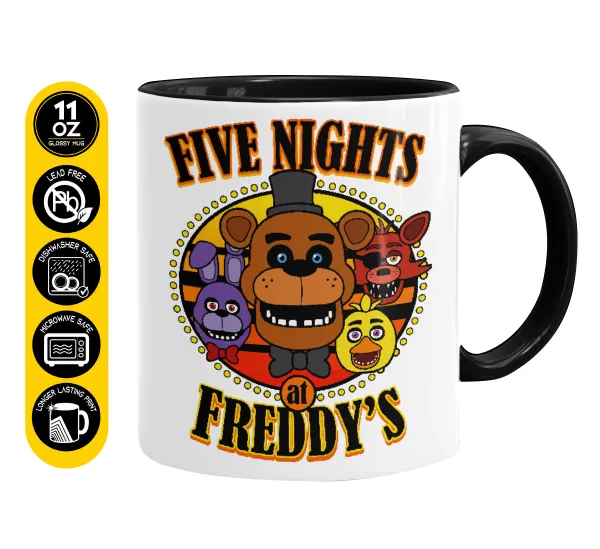 Five Nights at Freddy's — Κούπα χρωματιστή μαύρη, κεραμική, 330ml