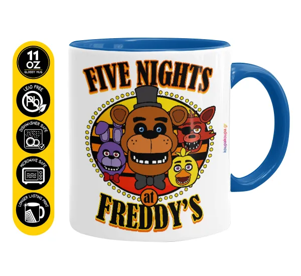 Five Nights at Freddy's — Mug colored blue, ceramic, 330ml