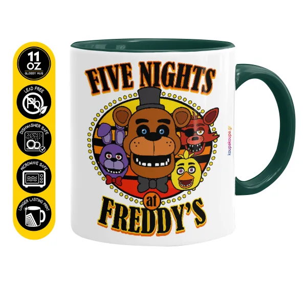 Five Nights at Freddy's — Mug colored green, ceramic, 330ml