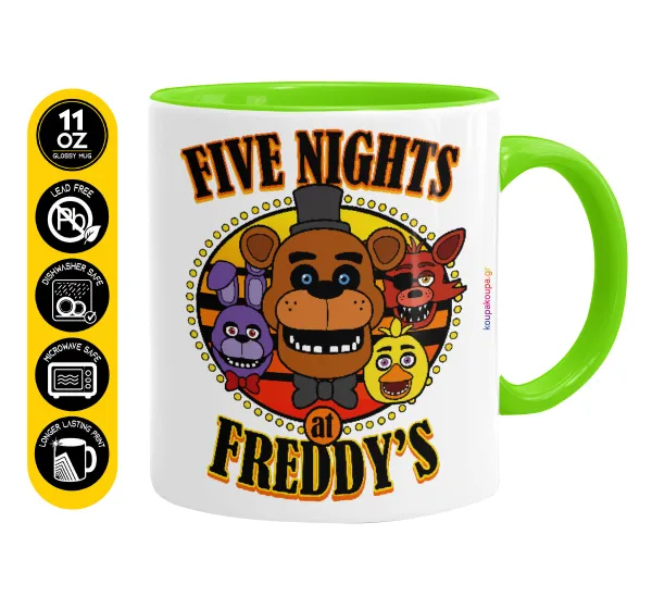 Five Nights at Freddy's — Κούπα χρωματιστή βεραμάν, κεραμική, 330ml