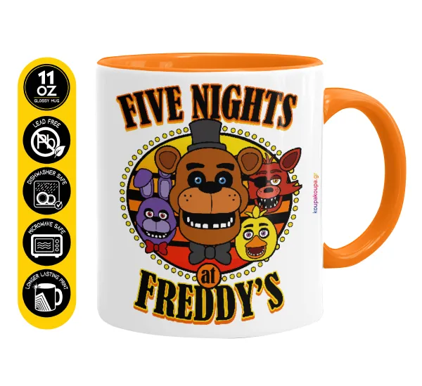 Five Nights at Freddy's — Mug colored orange, ceramic, 330ml