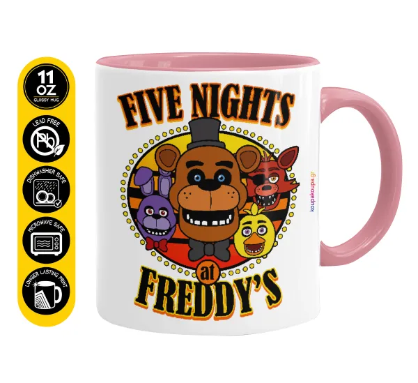 Five Nights at Freddy's — Mug colored pink, ceramic, 330ml