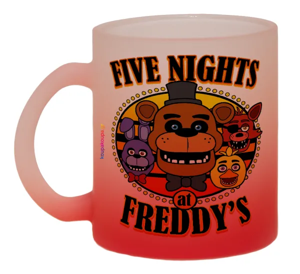 Five Nights at Freddy's — Two-tone glass mug with matte red base, 330ml