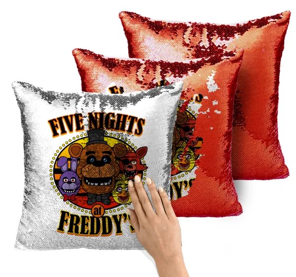 Five Nights at Freddy's — Magic sofa cushion with red sequins, 40x40cm, filling included