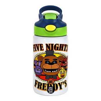 Five Nights at Freddy's, Παιδικό παγούρι θερμό, ανοξείδωτο, με καλαμάκι ασφαλείας, πράσινο/μπλε (350ml)