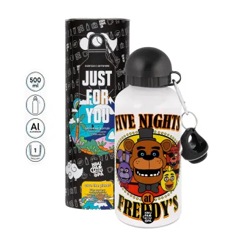 Five Nights at Freddy's, Μεταλλικό παγούρι νερού, Λευκό, αλουμινίου 500ml