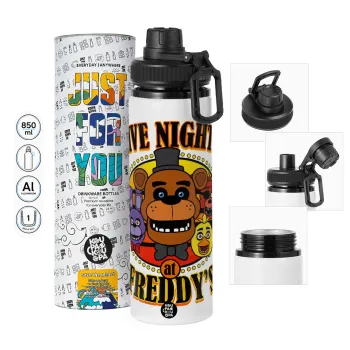 Five Nights at Freddy's, Μεταλλικό παγούρι νερού με καπάκι ασφαλείας, αλουμινίου 850ml