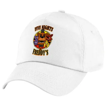 Five Nights at Freddy's, Πεντάφυλλο καπέλο Λευκό, 100% Βαμβακερό (Twill), με ρύθμιση, unisex
