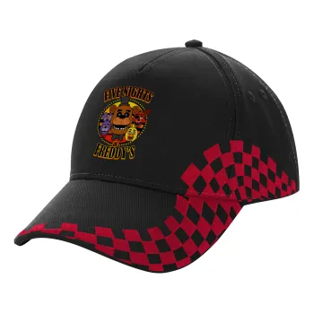 Five Nights at Freddy's, Καπέλο Ενηλίκων Ultimate ΜΑΥΡΟ/ΚΟΚΚΙΝΟ RACING, (100% ΒΑΜΒΑΚΕΡΟ DRILL, ΕΝΗΛΙΚΩΝ, UNISEX, ONE SIZE)