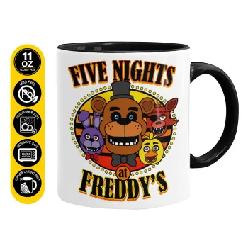 Five Nights at Freddy's, Κούπα χρωματιστή μαύρη, κεραμική, 330ml