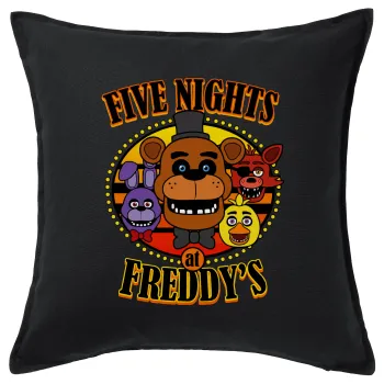 Five Nights at Freddy's, Μαξιλάρι καναπέ Μαύρο 100% βαμβάκι, περιέχεται το γέμισμα (50x50cm)