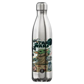 Grogu, Μεταλλικό παγούρι θερμός Inox (Stainless steel), διπλού τοιχώματος, 750ml