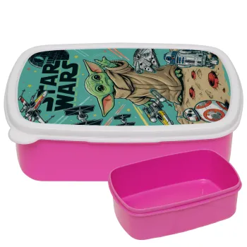 Grogu, ΡΟΖ παιδικό δοχείο φαγητού (lunchbox) πλαστικό (BPA-FREE) Lunch Βox M18 x Π13 x Υ6cm