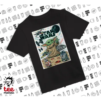 Grogu, ΜΑΥΡΟ Άνετο παιδικό T-Shirt από 100% βαμβάκι, για κάθε μέρα. Vegan & OEKO-TEX πιστοποιημένο.