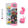 Children's hot water bottle, stainless steel, with safety straw, PINK (500ml)