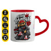 Mug heart red handle, ceramic, 330ml