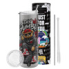 Tumbler stainless steel Silver 600ml, with metal straw & cleaning brush