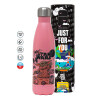 Metal mug thermos Pink Mat (Stainless steel), double wall, 500ml
