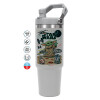 ΓΚΡΙ Travel Tumbler Θερμός με χερούλι και καλαμάκι 890ml