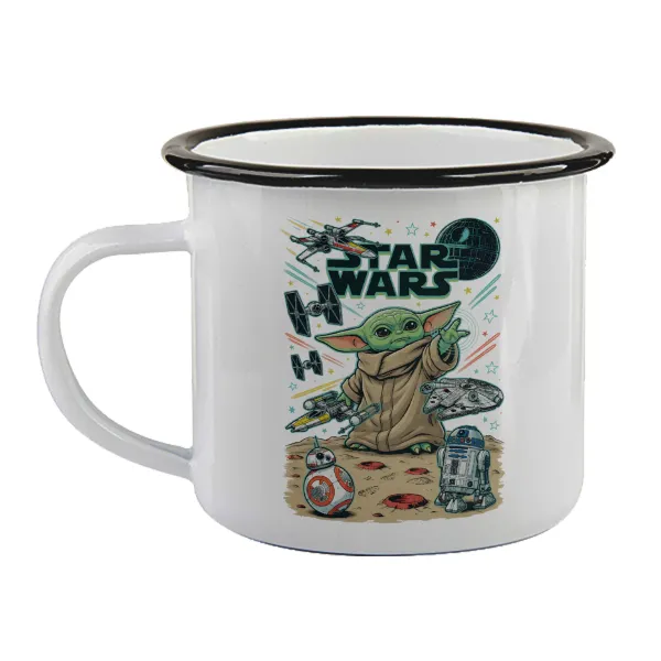 Grogu — Enamel mug with black rim, 360ml