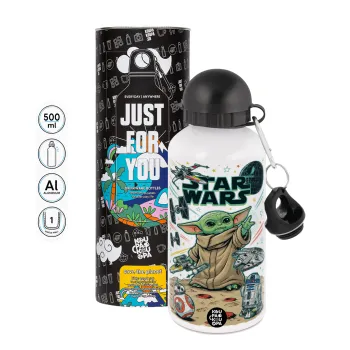Grogu, Metal water bottle, White, aluminum 500ml