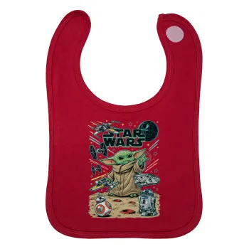Grogu, Σαλιάρα με Σκρατς Κόκκινη 100% Organic Cotton (0-18 months)