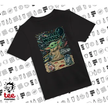 Grogu, ΜΑΥΡΟ Άνετο παιδικό T-Shirt από 100% βαμβάκι, για κάθε μέρα. Vegan & OEKO-TEX πιστοποιημένο.