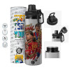 Metallic water bottle with safety cap, 850ml aluminum