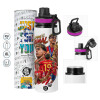 Metallic water bottle with safety lid, 850ml aluminum