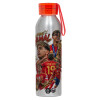 Aluminum Sports Bottle 650ml – Silver with Red Cap and Silicone Strap