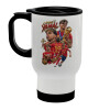 Stainless steel travel mug with lid, double wall white 450ml