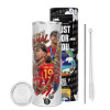 Tumbler stainless steel 600ml, with metal straw & cleaning brush