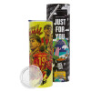 Neon Yellow Travel Tumbler, with metal straw (Stainless steel 304 Food grade, BPA free, 600ml)