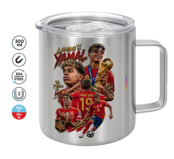 Lamine Yamal (Λαμίν Γιαμάλ) — Double-walled stainless steel mug 300ml with temperature-retaining lid