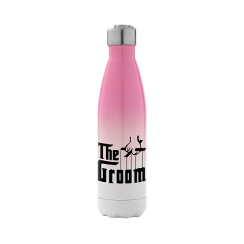 The Groom, Metal mug thermos Pink/White (Stainless steel), double wall, 500ml