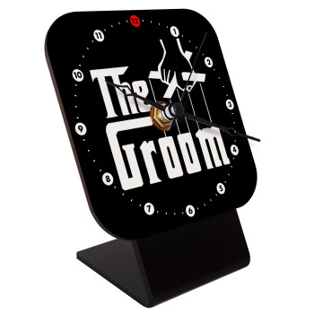 The Groom, Quartz Wooden table clock with hands (10cm)