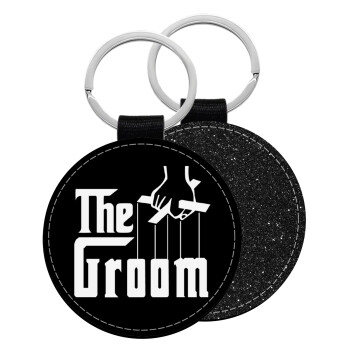 The Groom, Μπρελόκ Δερματίνη, στρογγυλό ΜΑΥΡΟ (5cm)