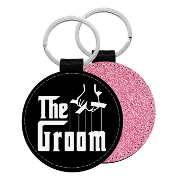 The Groom, Μπρελόκ Δερματίνη, στρογγυλό ΡΟΖ (5cm)