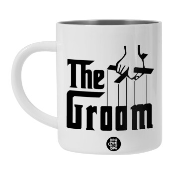 The Groom, Λευκή Ανοξείδωτη Μεταλλική Κούπα 450ml - Διπλού Τοιχώματος 