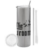 Tumbler stainless steel Silver 600ml, with metal straw & cleaning brush