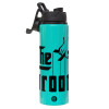 Metallic water bottle with safety lid, 850ml aluminum