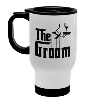 The Groom, Κούπα ταξιδιού ανοξείδωτη με καπάκι, διπλού τοιχώματος (θερμό) λευκή 450ml