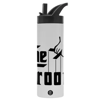 The Groom, Metallic thermos bottle with straw & handle, stainless steel (Stainless steel 304), double-walled, 600ml.