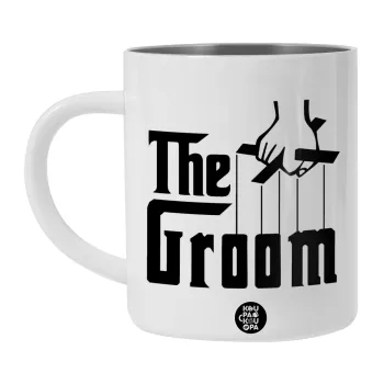 The Groom, Λευκή Ανοξείδωτη Μεταλλική Κούπα 450ml - Διπλού Τοιχώματος 