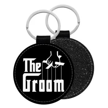 The Groom, Μπρελόκ Δερματίνη, στρογγυλό ΜΑΥΡΟ (5cm)