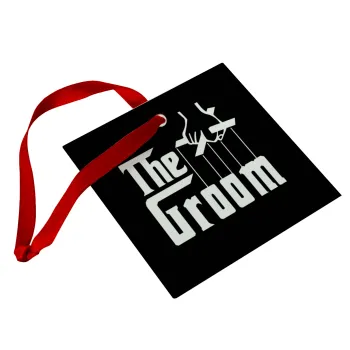 The Groom, Christmas ornament, glass square ornament 9x9cm