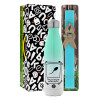 Easter Set, Metallic green/white thermos (Stainless steel), double-walled, 500ml & scented flat Easter candle (30cm) (TURQUOISE)